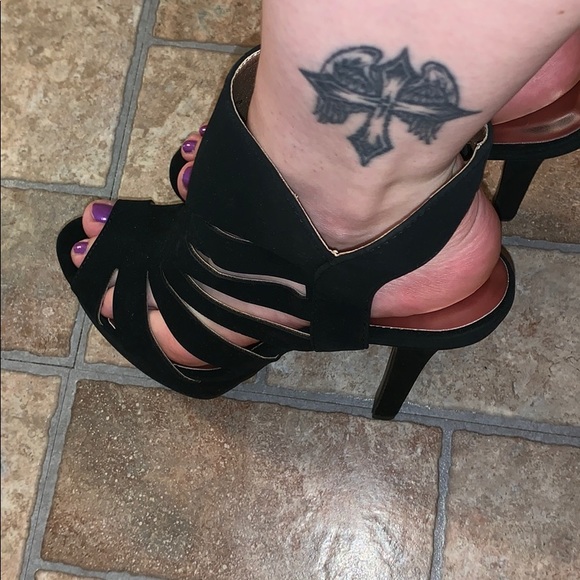 Charlotte Russe black suede caged heels. - Picture 6 of 6